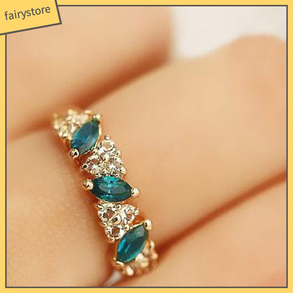 Nhẫn hợp kim đính đá ngọc lục bảo phong cách cổ điển cho nữ