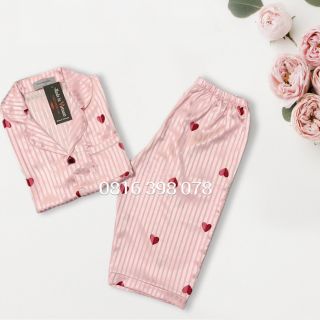 Bộ pijama lụa gấm tay ngắn quần lửng 45-60kg