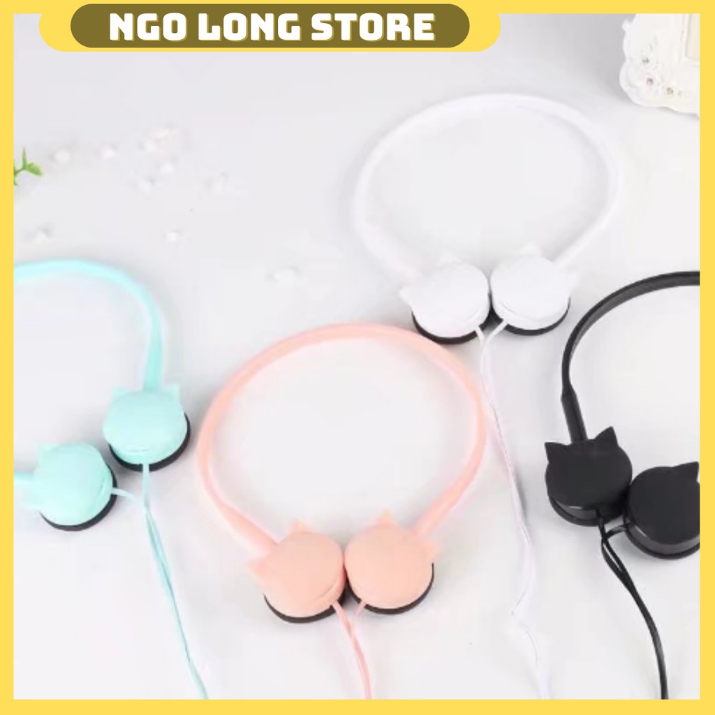 Tai Nghe Mèo ( Bass ấm ) - Tai nghe chụp tai mèo pastel - On-Ear KN-430