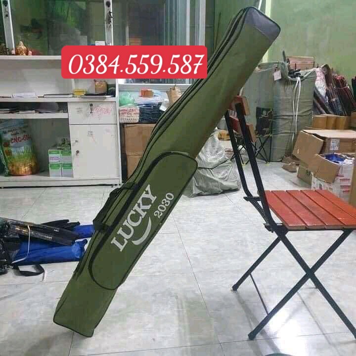 Túi đựng cần câu Lucky, Bao đựng cần lucky, chất liệu vải dày dặn 2 ngăn.