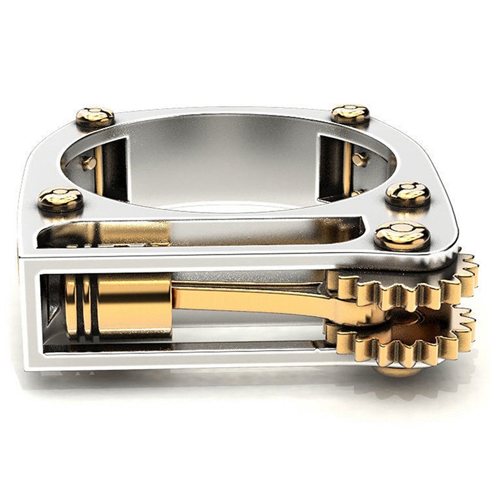 Nhẫn thiết kế kiểu bánh răng cơ khí phong cách vintage sành điệu