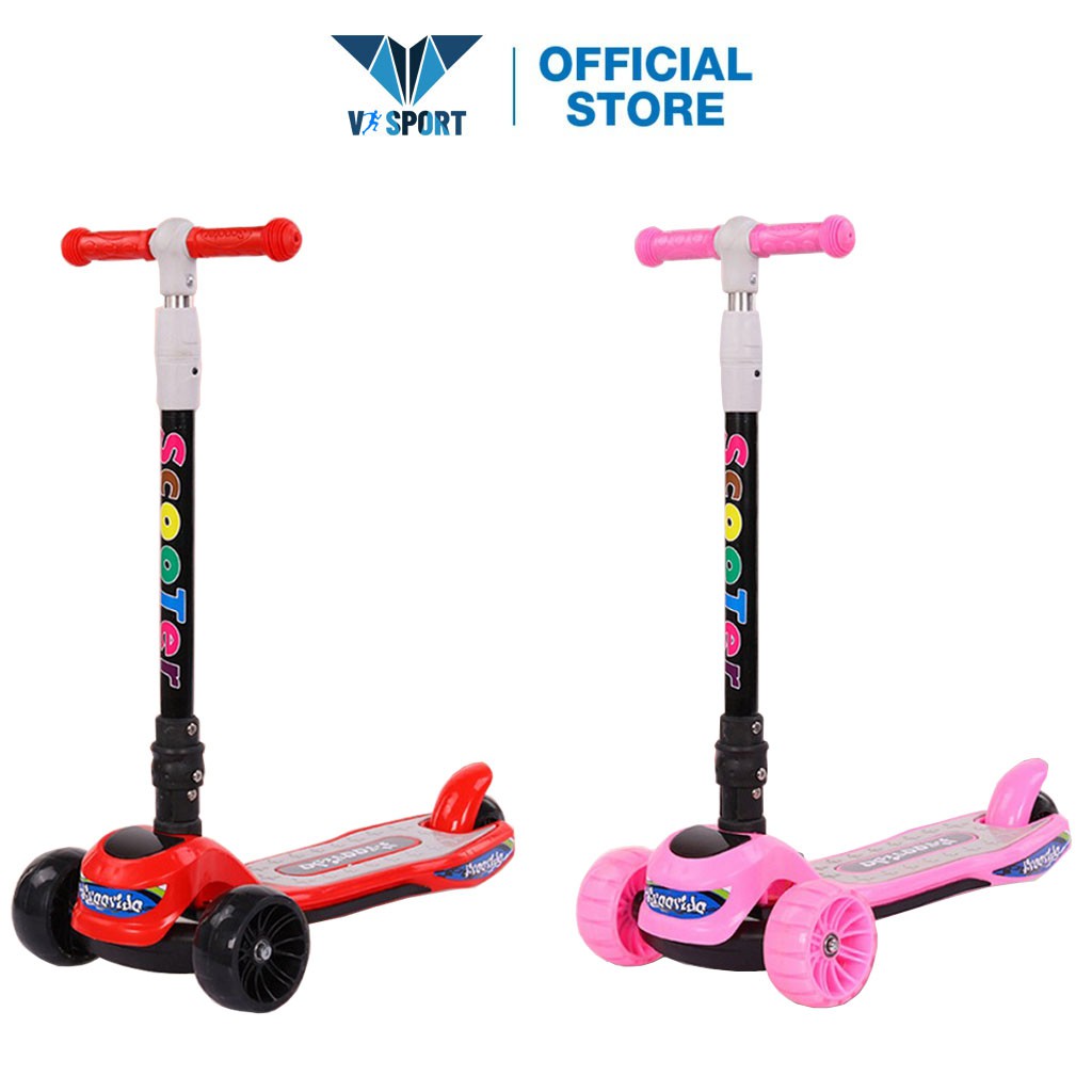 Xe Scooter cho bé, xe trượt Scooter 3 bánh to phát sáng vĩnh cửu gấp gọn chịu lực 80kg