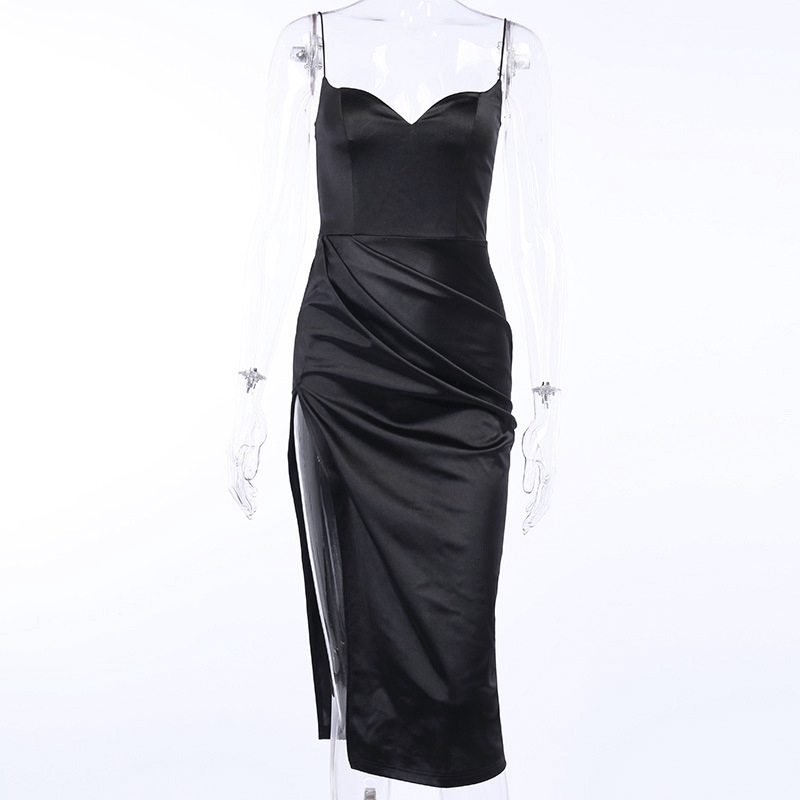 Đầm Hai Dây Chất Satin Thiết Kế Xẻ Tà Thanh Lịch