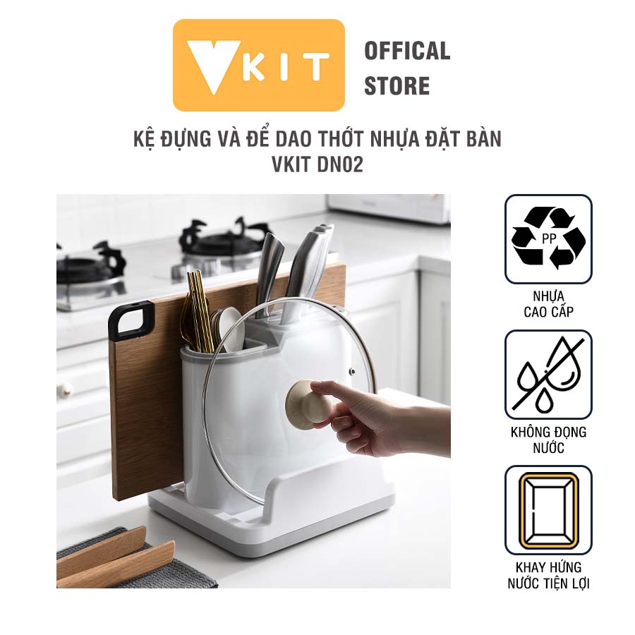 Kệ đựng và để dao thớt nhựa đa năng đặt bàn VKIT DN02