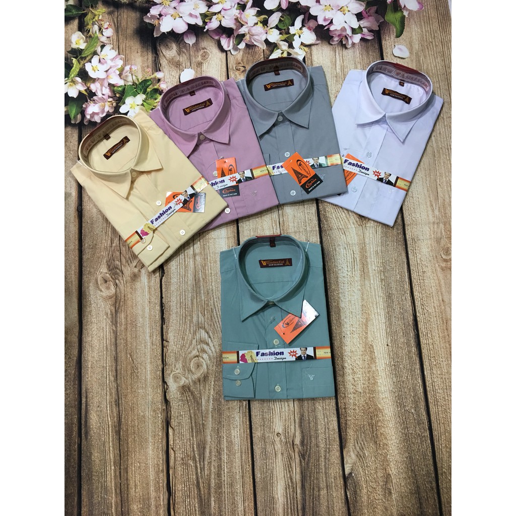 Áo sơ mi nam trung niên trơn nhiều màu size dưới 85kg