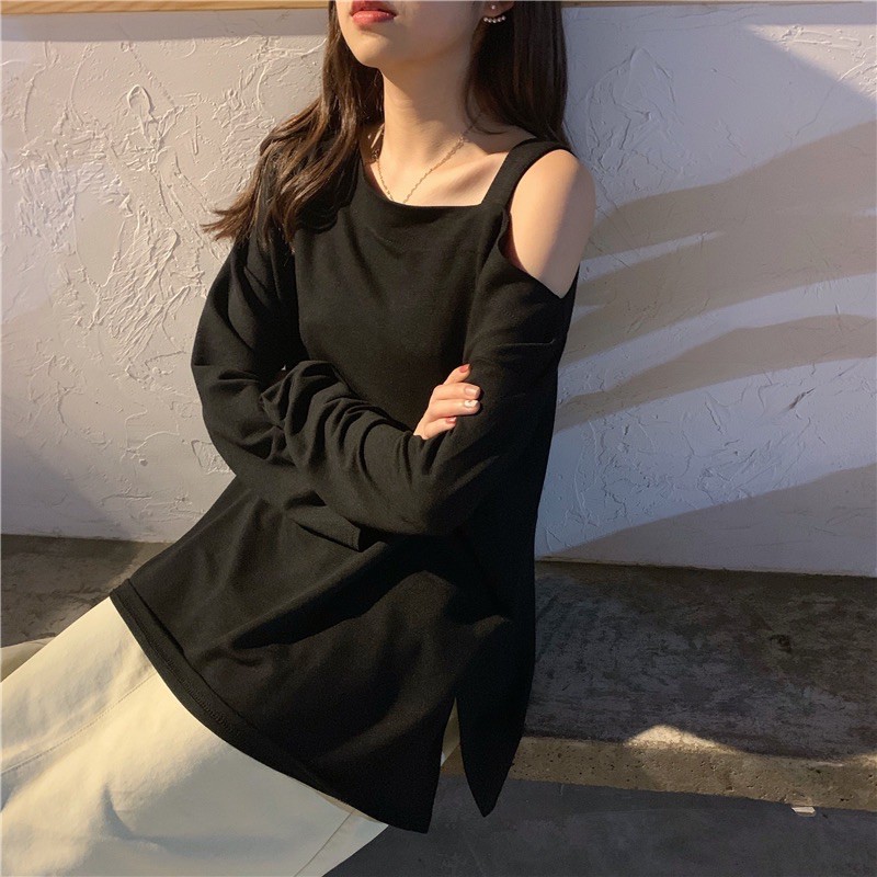 Áo dài tay trễ vai trơn basic