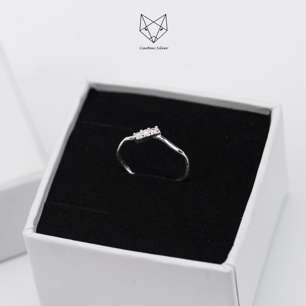 Nhẫn Bạc Ta Cao Cấp CaoBac Silver Ba Đá Chéo Basic Dành Tặng Riêng Cho Bạn Gái