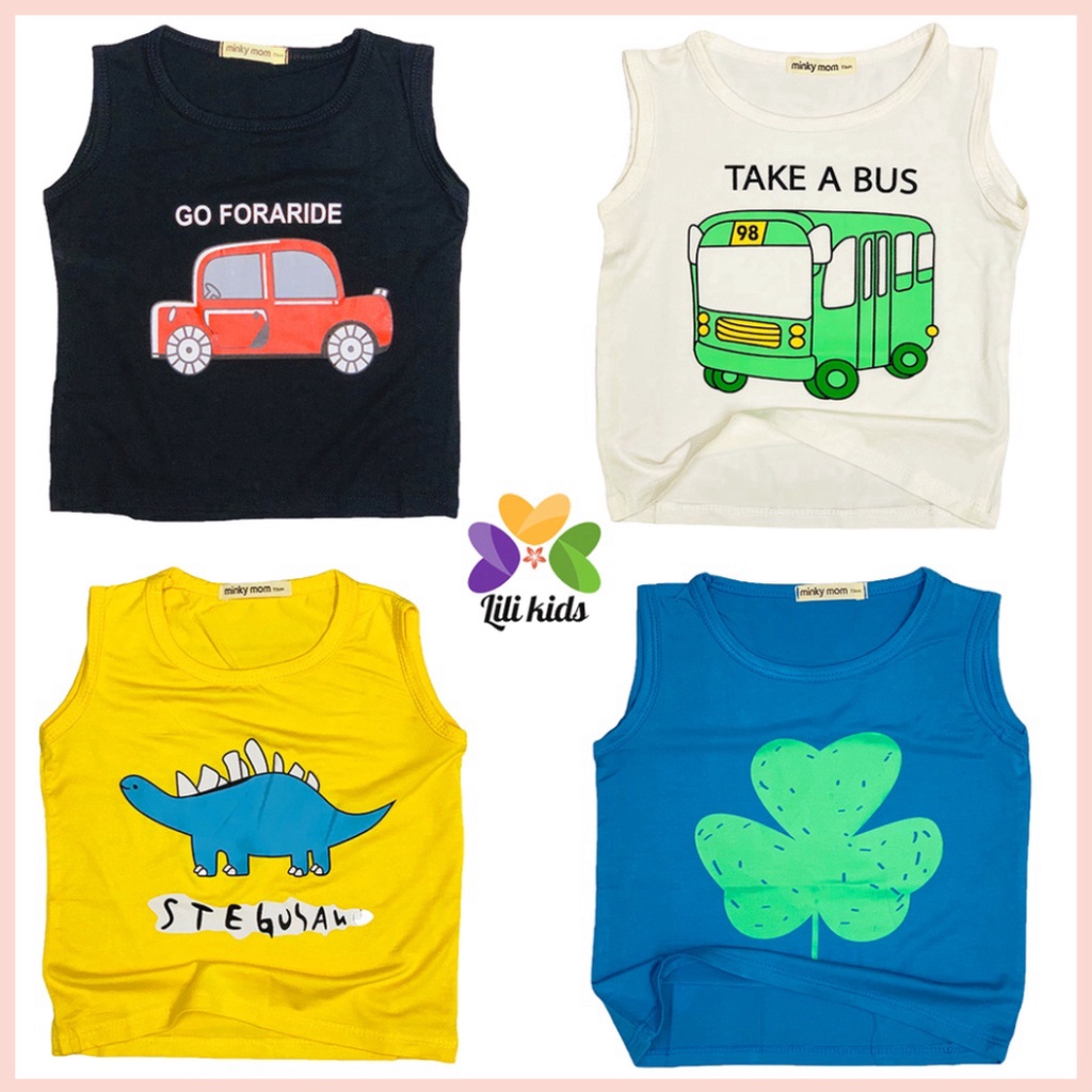 Áo ba lỗ cho bé trai và bé gái LILIKIDS chất thun lạnh thoáng mát họa tiết dễ thương