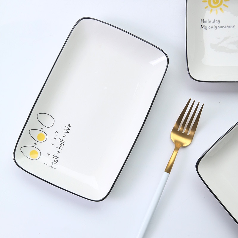 Bộ chén dĩa bát đĩa gốm sứ hình trứng kute