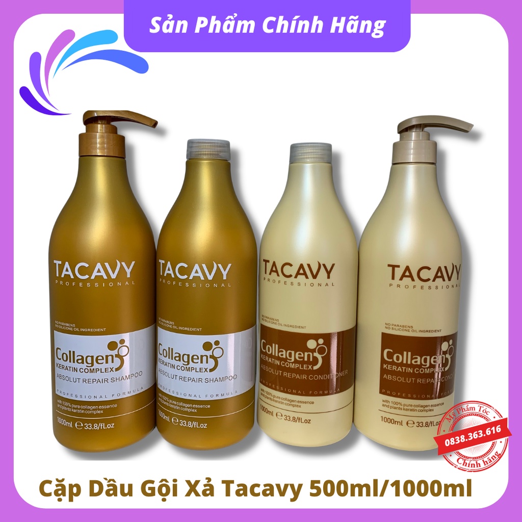 Dầu gội xả TACAVY 500ml 1000ml giảm gãy rụng phục hồi tóc hư tổn khô xơ hàng chính hãng