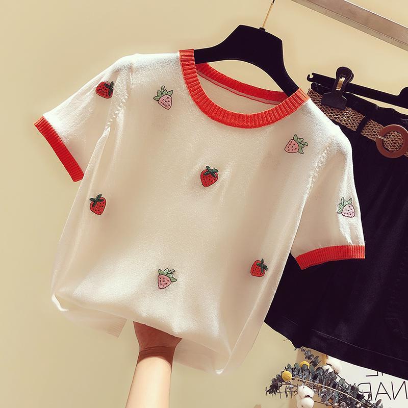 One-piece / suit summer ice silk short-sleeved T-shirt women's thin top ins tide 2022 high-waisted micro jeans