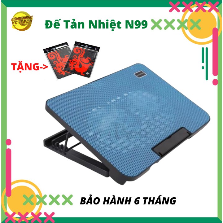 {TẶNG BÀN DI}Đế Tản Nhiệt N99 Dành Cho Laptop 2 Quạt - Nâng 45 Độ-Bảo hành 6 tháng