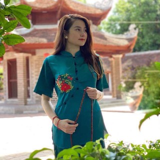 Bộ đồ lam đi lễ cổ cao lụa mềm mát dày dặn bảng sang chảnh cao cấp hàng mới 2021