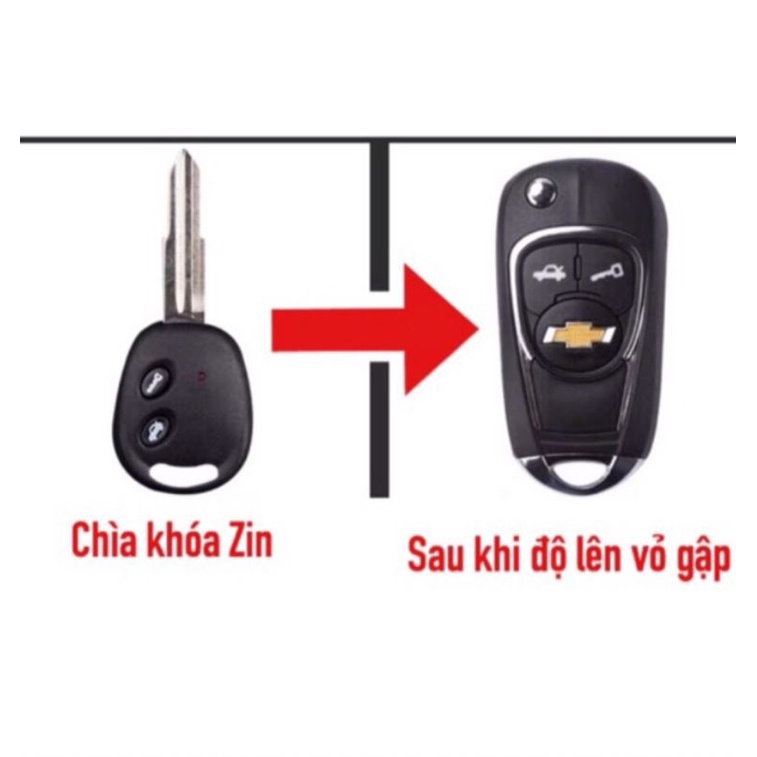 Vỏ độ gập chìa khoá xe Chevrolet Aveo Spark Vivant 2 nút bấm như hình chuẩn zin