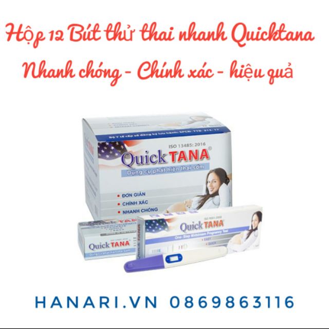 Hộp 12 Bút thử thai nhanh Quick tana ( Quicktana) không cần cốc nghiệm Hà Nội