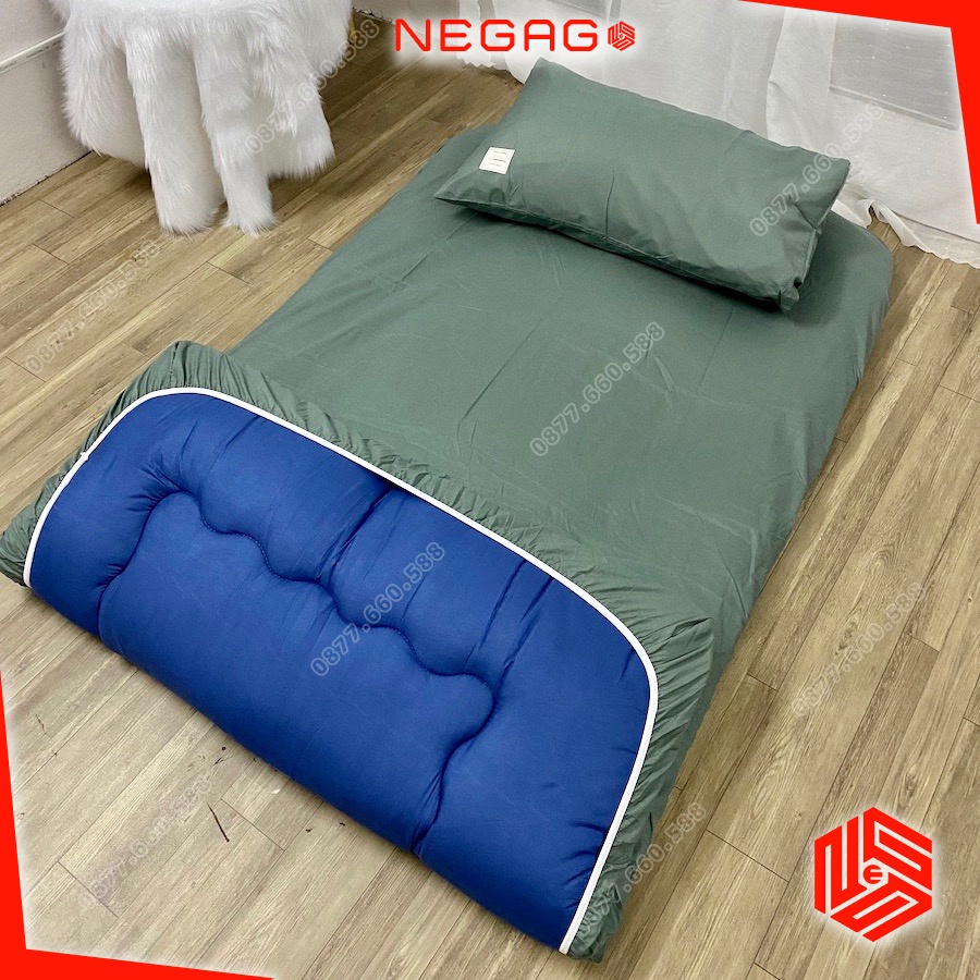 Bộ ga nệm, Áo bọc nệm Topper Cotton Tici Hàn Mát 1mx2m 1m2x2m 1m4x2m 1m6x2m 1m8x2m | Thay ga thun lạnh | NEGAGO