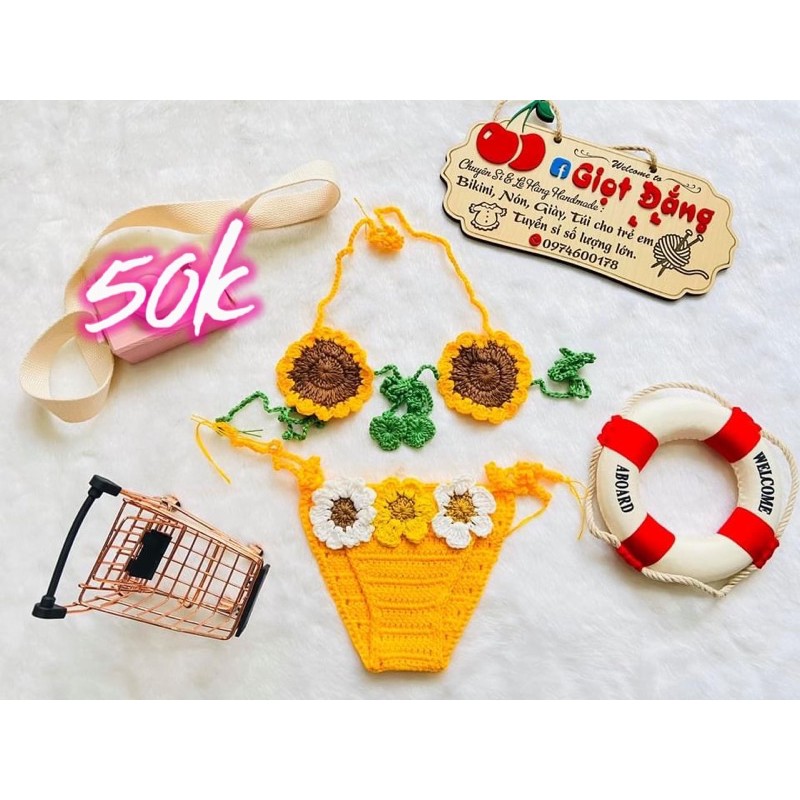 [GIẢM GIÁ 40%]BỘ CÁC SẢN PHẨM BIKINI LEN CHO BÉ TỪ 5-13KG ĐI BƠI TẮM BIỂN