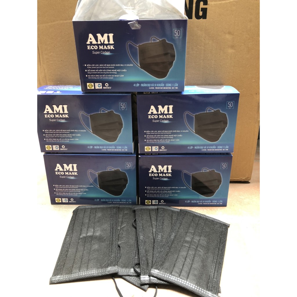 [4 Trắng 4L]Combo 4 hộp Khẩu Trang Y Tế AMI 4 lớp 4 Màu (50 chiếc / 1 hộp)