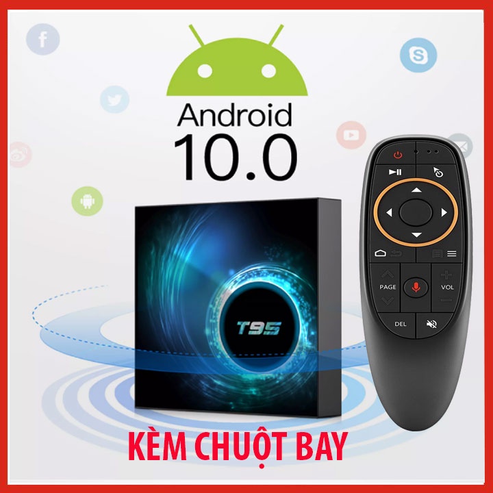 [kèm chuột bay]TIVI box T95 6K RAM 4G bộ nhớ trong 32G Android 10 đầu androi x96q ram 2gb