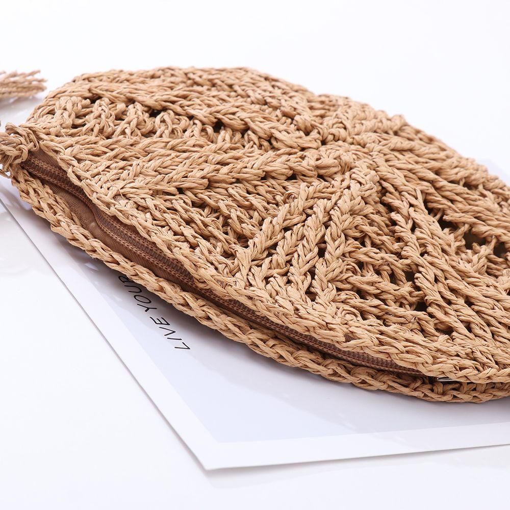 JUNE Fashion Straw Bag Shoulder Bags Summer Beach Bag Straw Handbag Handbag Knit Round Handmade Women Girl Rattan Woven/Multicolor