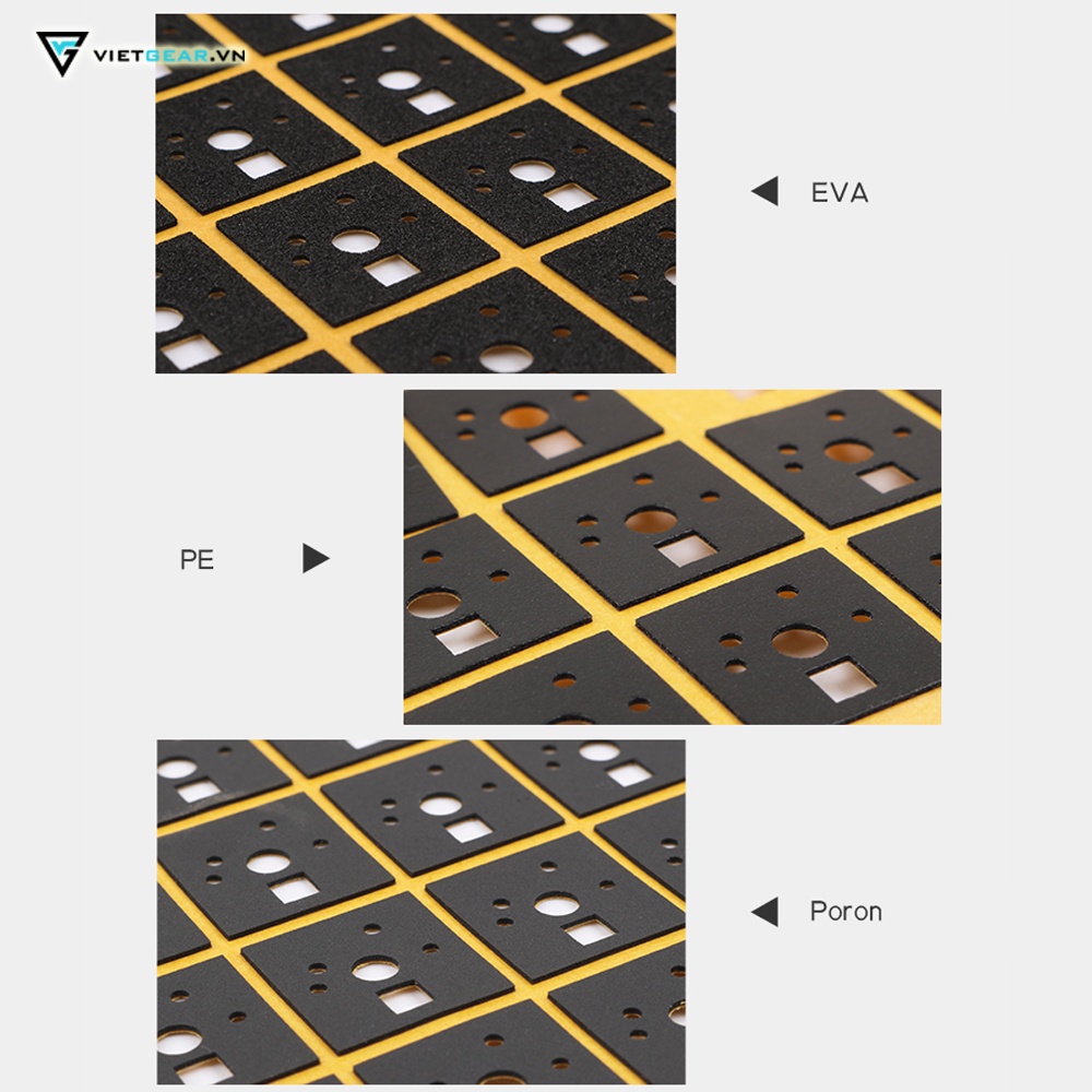 Tấm tiêu âm switch foam Poron 15x16x0,5mm giúp âm thanh gọn gàng êm ái