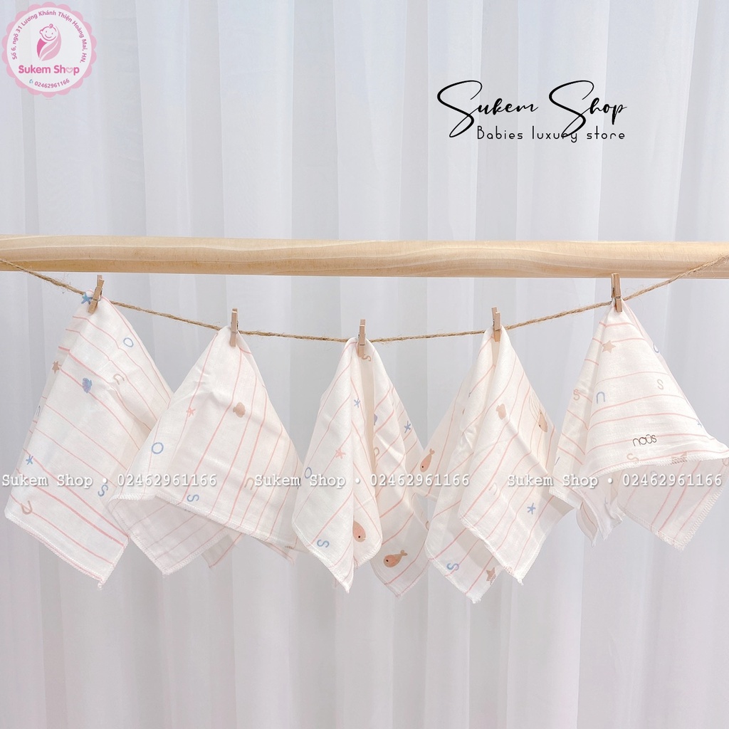 Khăn Sữa Nous 1 Lớp Mềm Mại Thấm Hút Tốt Sét 5 Chiếc