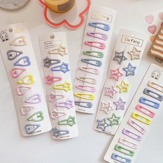 Set 10 Kẹp Tóc Kim Loại Hình Ngôi Sao Năm Cánh Màu Sắc Dễ Thương Cho Bé Gái