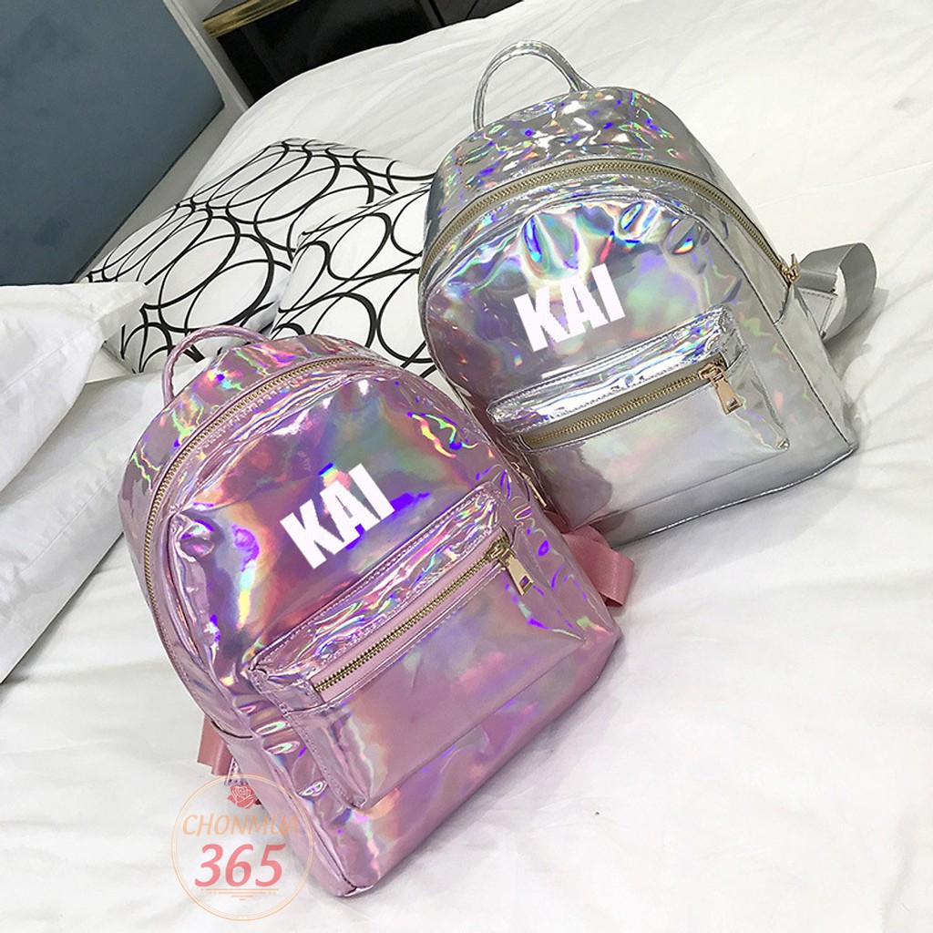 Balo hologram Kai EXO cặp sách da PU bền đẹp tặng ví mini Chonmua365