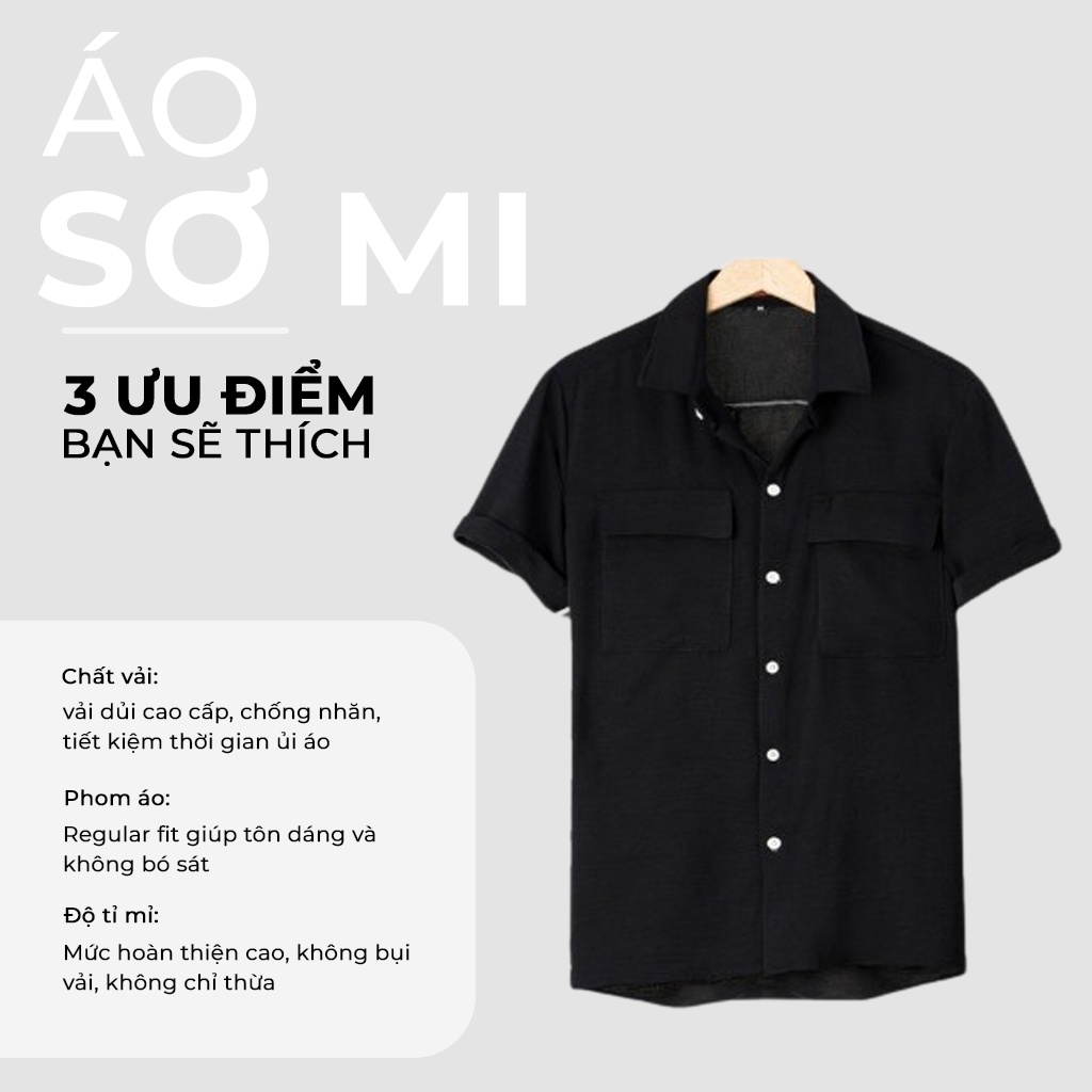 Áo Sơ Mi Nam Ngắn Tay Nam Hàn Quốc, Có Kiểu Áo Sơ Mi Đẹp - Basic Boutique SM611