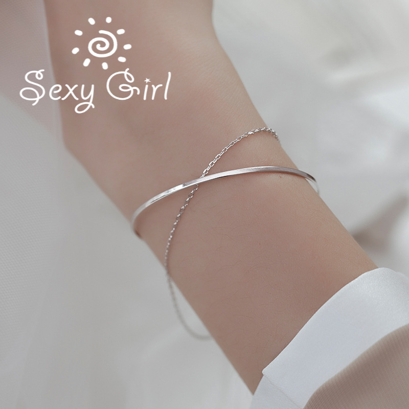 Vòng đeo tay mạ bạc 925 hai lớp thiết kế tinh tế thời trang cho nữ