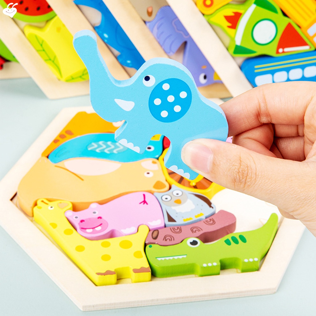 Bộ Đồ Chơi Xếp Hình Bằng Gỗ Nhiều Màu Sắc Dễ Thương Cho Bé