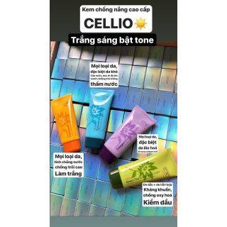 kem chống nắng Cellio 70g SPF 50 PA+++ chống trôi- kiềm dầu -bật tone - HKBEAUTY.VN