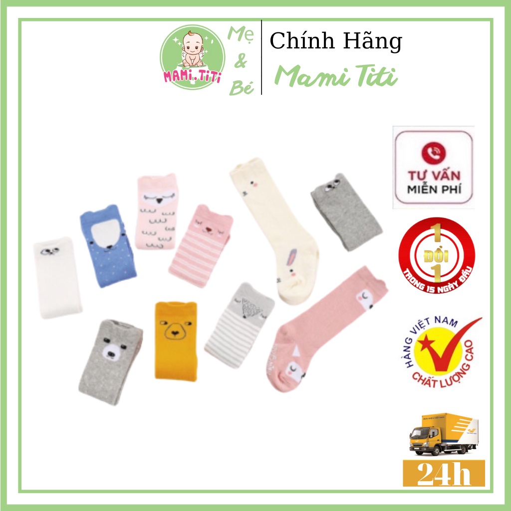 Tất cao cổ cho bé, tất cổ dài chống trượt chất liệu COTTON cao cấp có SIZE cho bé từ 0-4 tuổi - MAMI TITI