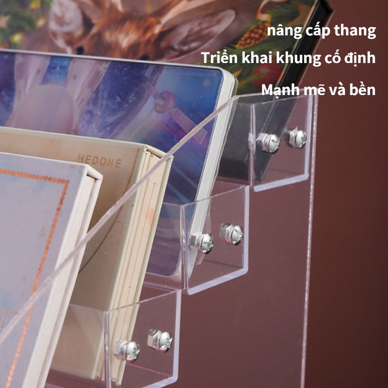 Hộp đựng son môi phấn mắt má hồng sơn móng tay bằng nhựa tiện dụng Thang lưu trữ sơn móng tay giá để đồ trang điểm đệm khí để bàn