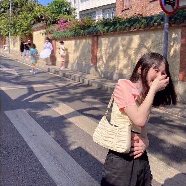 Túi kẹp nách nữ dây xích da nhúm 2 dây đeo VIDEO THẬT, Túi xách Hàn Quốc HALIBAG HA02