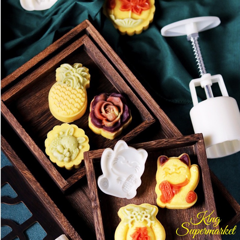 Dụng cụ làm bánh khuôn làm bánh trung thu 125gram 100gram 50gram tặng kèm 4-6 mặt khuân tuỳ loại