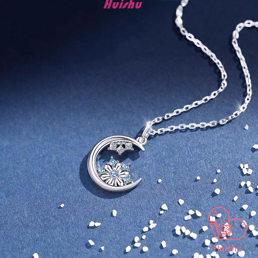 Vòng cổ mặt hình mặt trăng/ bông tuyết đính đá thời trang cho nữ