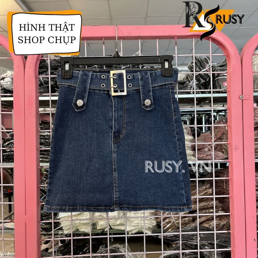Chân váy jean chữ a kèm nịch cao cấp co giản dáng ôm thanh lịch style năng động đường phố công sở đều phù hợp