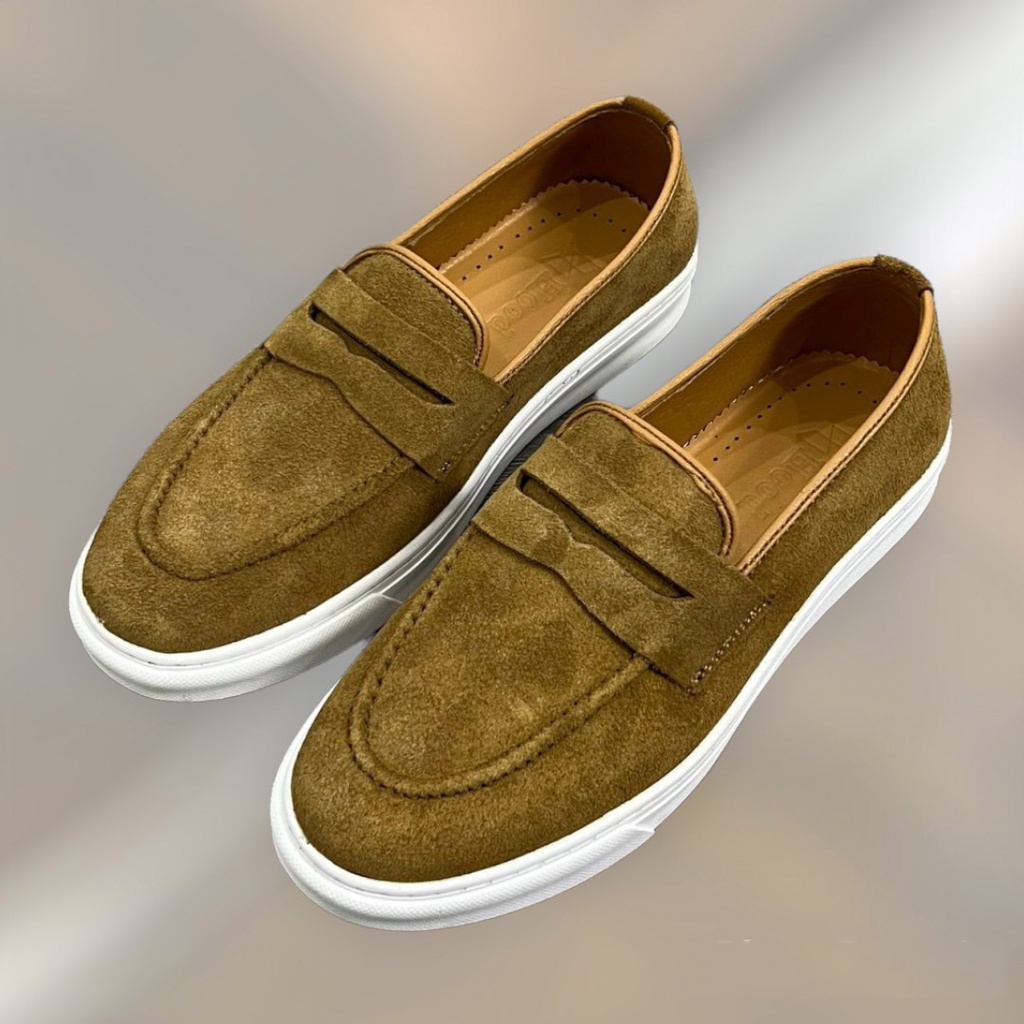 [4 màu] Suede Slip On nam, giày lười nam đế bằng
