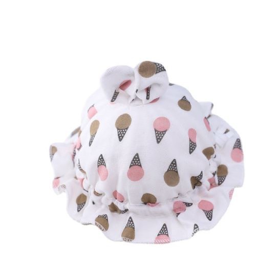 Mũ vành sơ sinh 100% cotton siêu mềm họa tiết đáng yêu bé gái