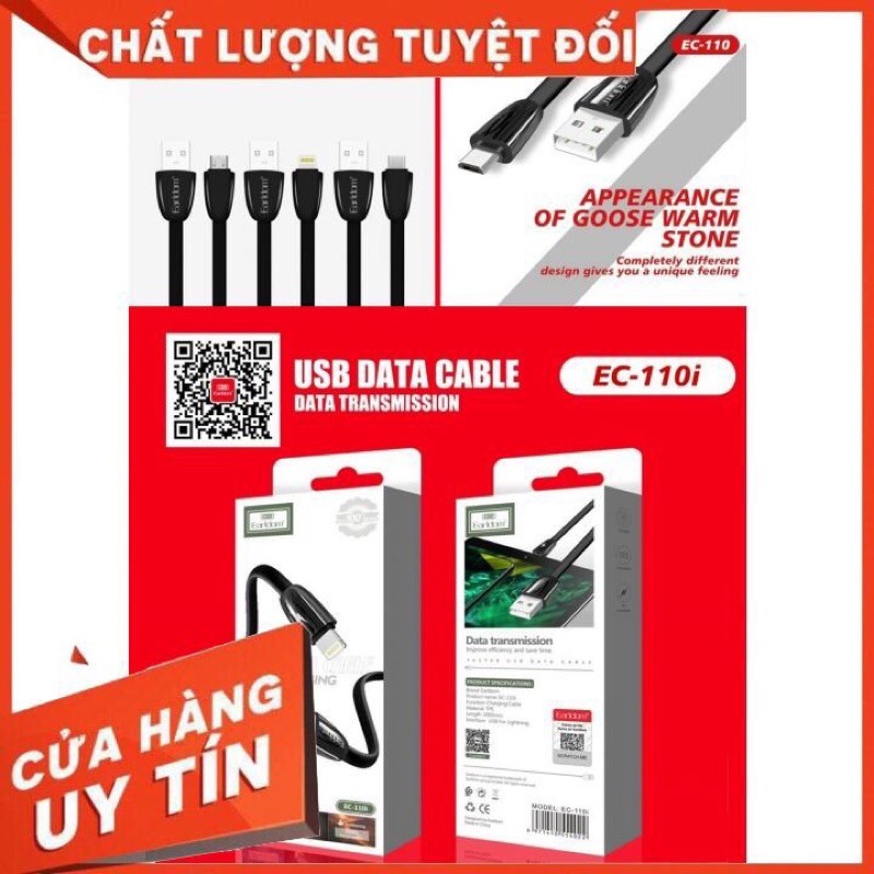 Cáp sạc Earldom 2m EC-110 , sạc vào pin nhanh , dây nhựa TPE chống rối ,bảo hành 12 tháng lỗi 1 đổi 1