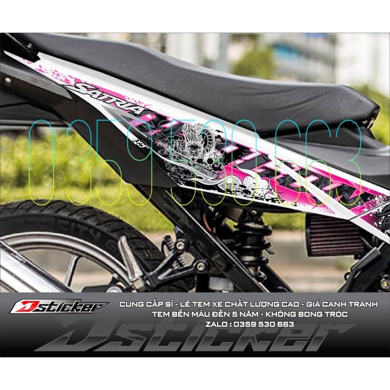 Tem rời Satria xe trắng - Tem Dragon Rồng hồng