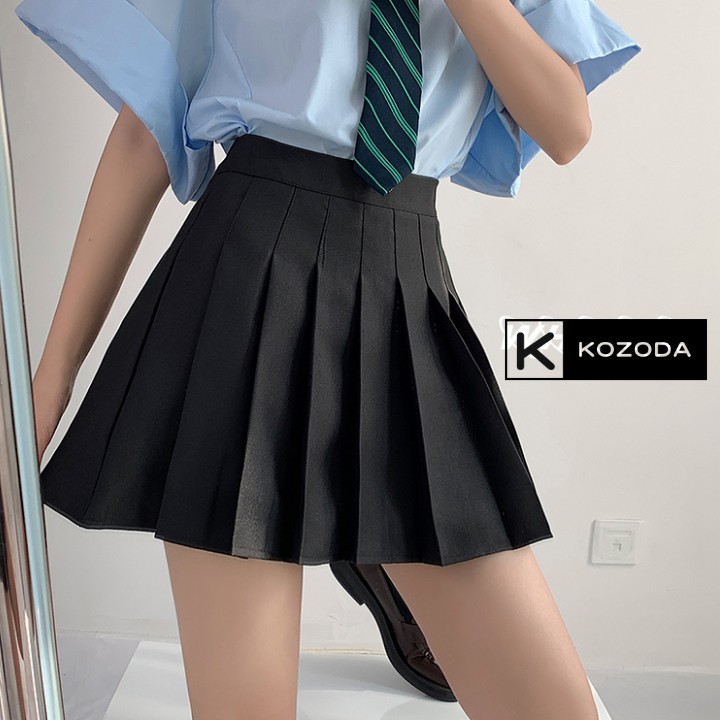 Chân váy tennis xếp li màu trắng đen xếp ly skirt cạp lưng cao ngắn chữ a phong cách ulzzang cv5b kozoda