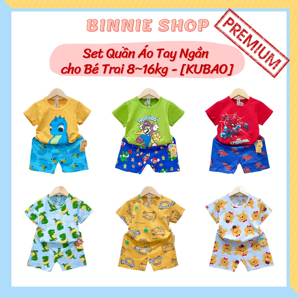 Set quần áo tay ngắn bé trai 8-16kg (0-3 tuổi) chất thun cotton xuất hàn mịn mát Đồ bộ bé trai BINNIE SHOP KTN3