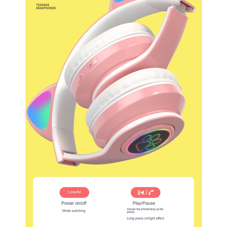 Tai Nghe Bluetooth Không Dây Gấp Gọn Hình Tai Mèo B39
