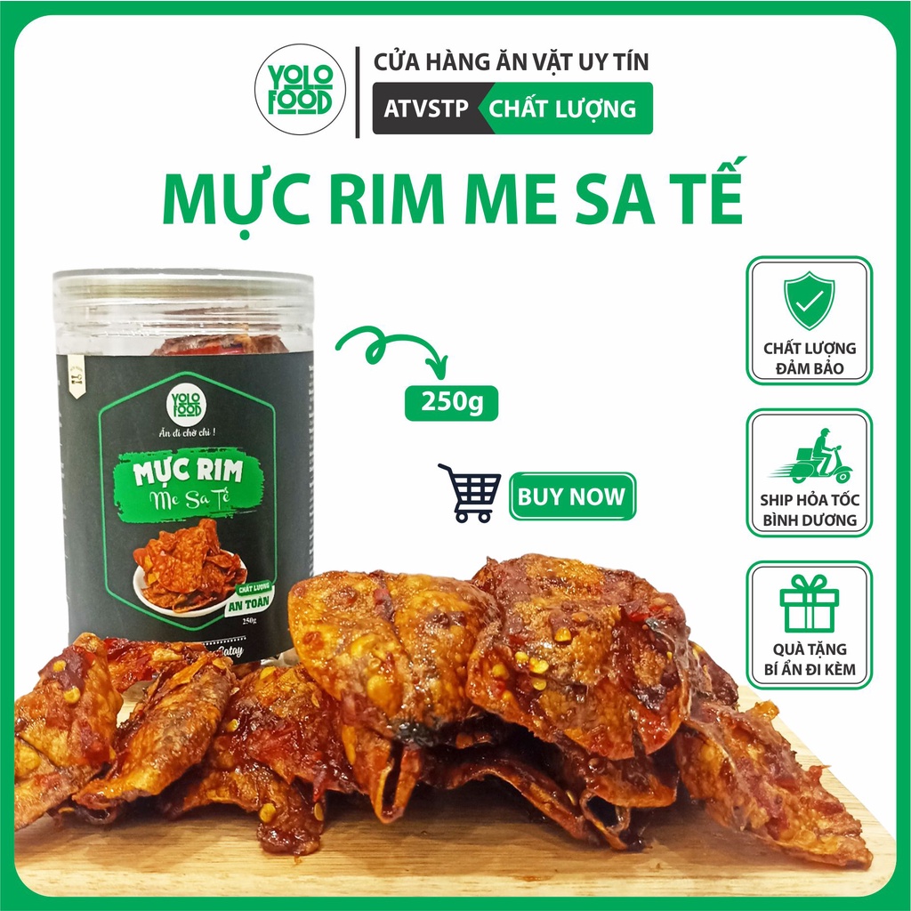 Mực rim me sa tế 250g YOLO FOOD đồ ăn vặt ngon , mực rim me tẩm vị loại 1 chua cay đậm đà ngon chất lượng ATVSTP