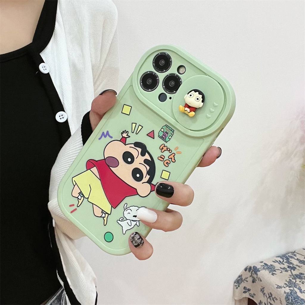 Ốp Điện Thoại Có Nắp Trượt Bảo Vệ Camera In Hình Cậu Bé Bút Chì Shin-Chan Cho iphone 11 12 13 pro max i11 i13 XR
