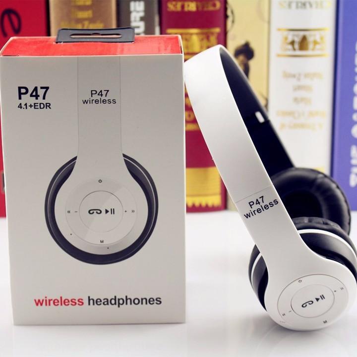 Tai Nghe Chụp Tai Bluetooth P47, Tai Không Dây Có Mic, Có Thẻ Nhớ, Âm Bass Cực Chất, Nghe Nhạc Cực Hay Bảo Hành 12 Tháng