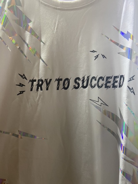 áo thun unisex tay lỡ nam nữ form rộng Stee Phản quang TRY TO SUCCEED màu trắng | BigBuy360 - bigbuy360.vn