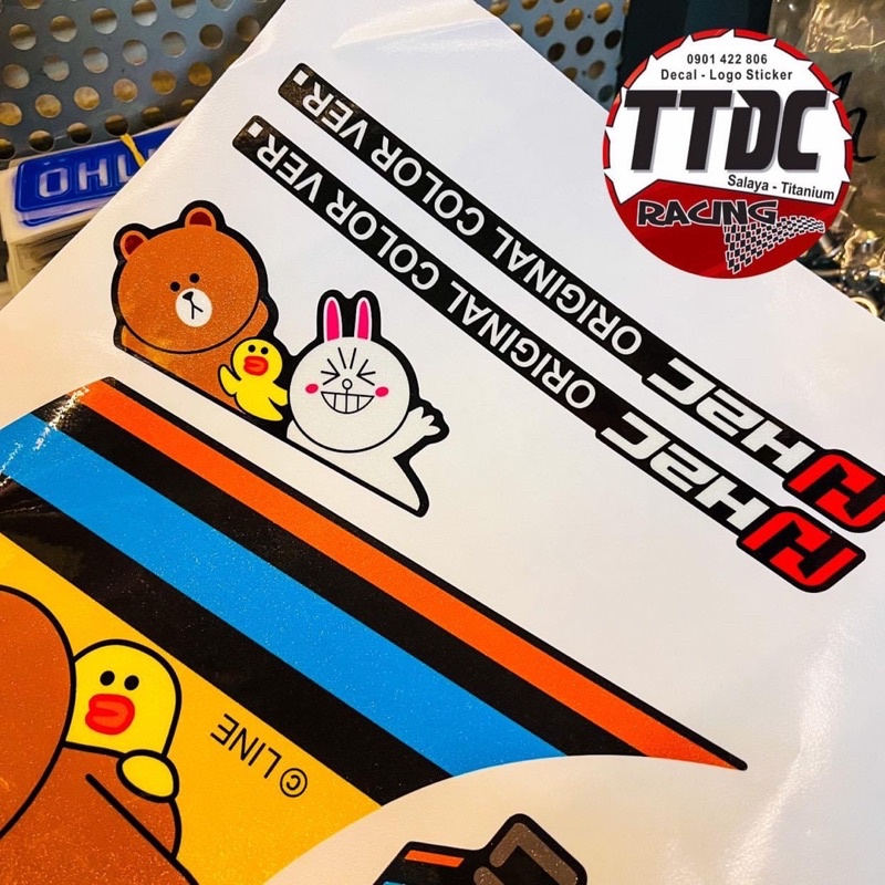 Tem Scoopy Limited phiên bản Gấu Line chất liệu camay nhũ kim cao cấp